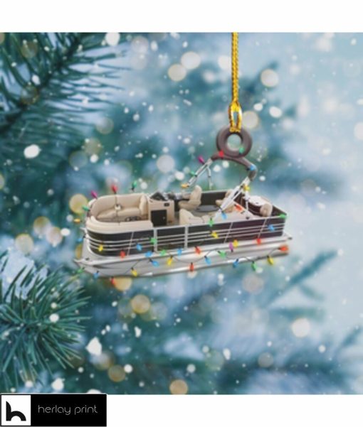 Pontoon Boat Christmas Lights Shape Ornament
