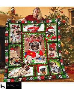 Pug Christmas Quilt Blanket
