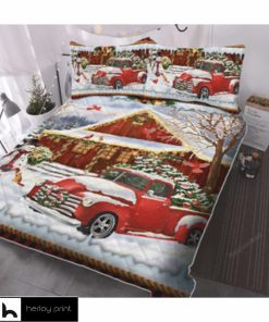 Red Truck Christmas V4 Quilt Bed Set