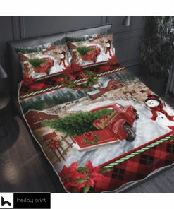 Red Truck Christmas v2 Quilt Bed Set