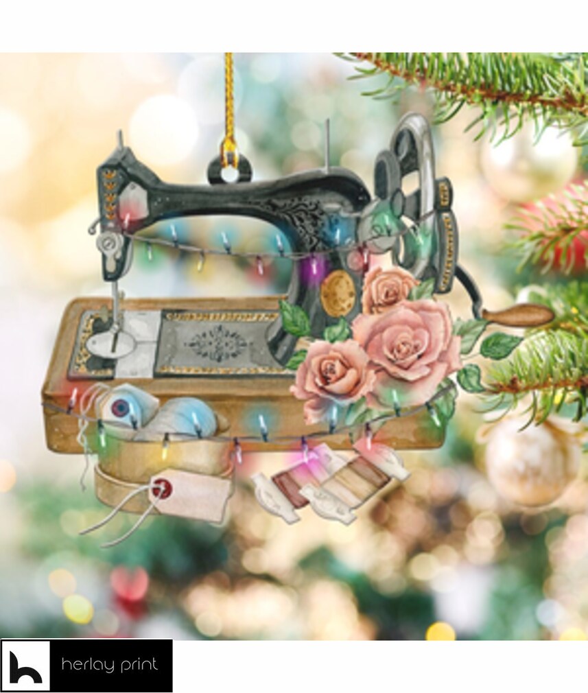 Sewing Machine Happy Xmas Day 1   Ornament