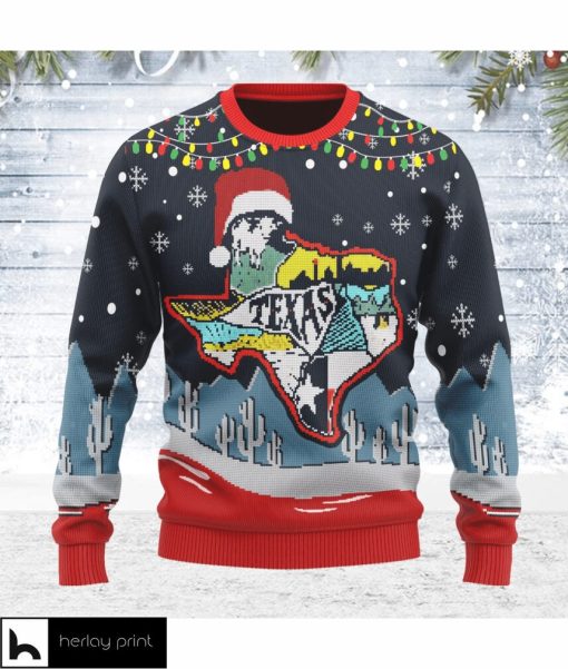 Texas Map Christmas Ugly Sweater