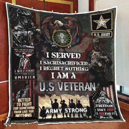 U.S. Army Veteran, I Regret Nothing Quilt Blanket Quilt Set