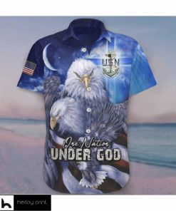 US Navy Eagle One Nation Under God Hawaiian Shirt Unique Patriotic Gift For Navy Sailors