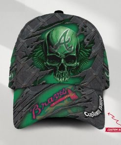 Atlanta Braves MLB St. Patrick’s Day Skull Custom Name Classic Baseball Cap Personalized Gifts For Men Dad Fans