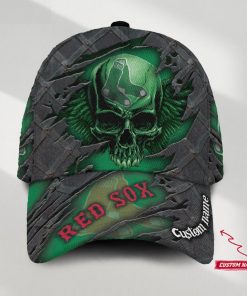 Boston Red Sox MLB St. Patrick's Day Skull Custom Name Classic Baseball Cap Personalized Gifts For Men Dad Fans