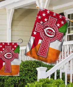 Cincinnati Reds MLB St. Patrick’s Day Irish Celtic Cross House Garden Yard Flags Printing Outdoor Decoration