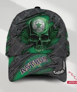 Houston Astros MLB St. Patrick’s Day Skull Custom Name Classic Baseball Cap Personalized Gifts For Men Dad Fans
