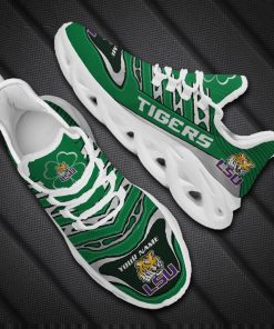 LSU Tigers NCAA St. Patrick’s Day Shamrock Custom Name Clunky Max Soul Shoes Sneakers For Mens Womens