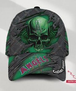 Los Angeles Angels MLB St. Patrick’s Day Skull Custom Name Classic Baseball Cap Personalized Gifts For Men Dad Fans