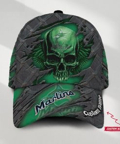 Miami Marlins MLB St. Patrick's Day Skull Custom Name Classic Baseball Cap Personalized Gifts For Men Dad Fans