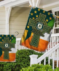 Oakland Athletics MLB St. Patrick’s Day Irish Celtic Cross House Garden Yard Flags Printing Outdoor Decoration