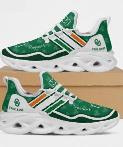 Oklahoma Sooners NCAA Logo St. Patrick's Day Shamrock Custom Name Clunky Max Soul Shoes Sneakers For Mens Womens
