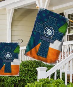 Seattle Mariners MLB St. Patrick’s Day Irish Celtic Cross House Garden Yard Flags Printing Outdoor Decoration