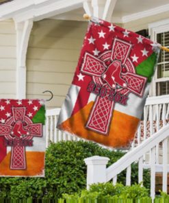 Boston Red Sox MLB St. Patrick’s Day Irish Celtic Cross House Garden Yard Flags Printing Outdoor Decoration