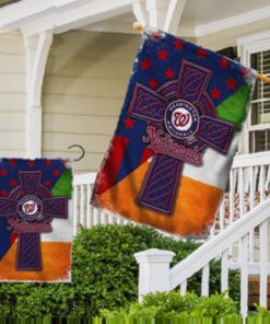 Washington Nationals MLB St. Patrick’s Day Irish Celtic Cross House Garden Yard Flags Printing Outdoor Decoration