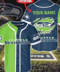 Custom Name Seattle Seahawks Baseball Jersey Shirt