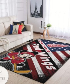 Detroit Red Wings Team Logo Mickey Us Style Nice Gift Home Decor Rectangle Area Rug 17