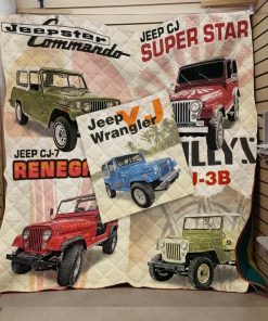 Jeep Vintage Cars Quilt Blanket