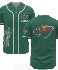 NHL Minnesota Wild Baseball Green Customized Jersey