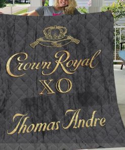 Personalized Crown Royal XO Quilt Blanket Gray