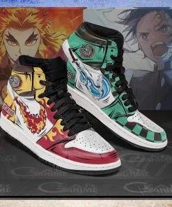Tanjiro and Rengoku Sneakers Custom Breathing Demon Slayer Anime Shoes