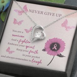 Breast Cancer Survivor Forever Love Necklace Inspire Faith Hope Gift