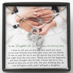 Double Heart Daughter In Law Necklace On Wedding Day