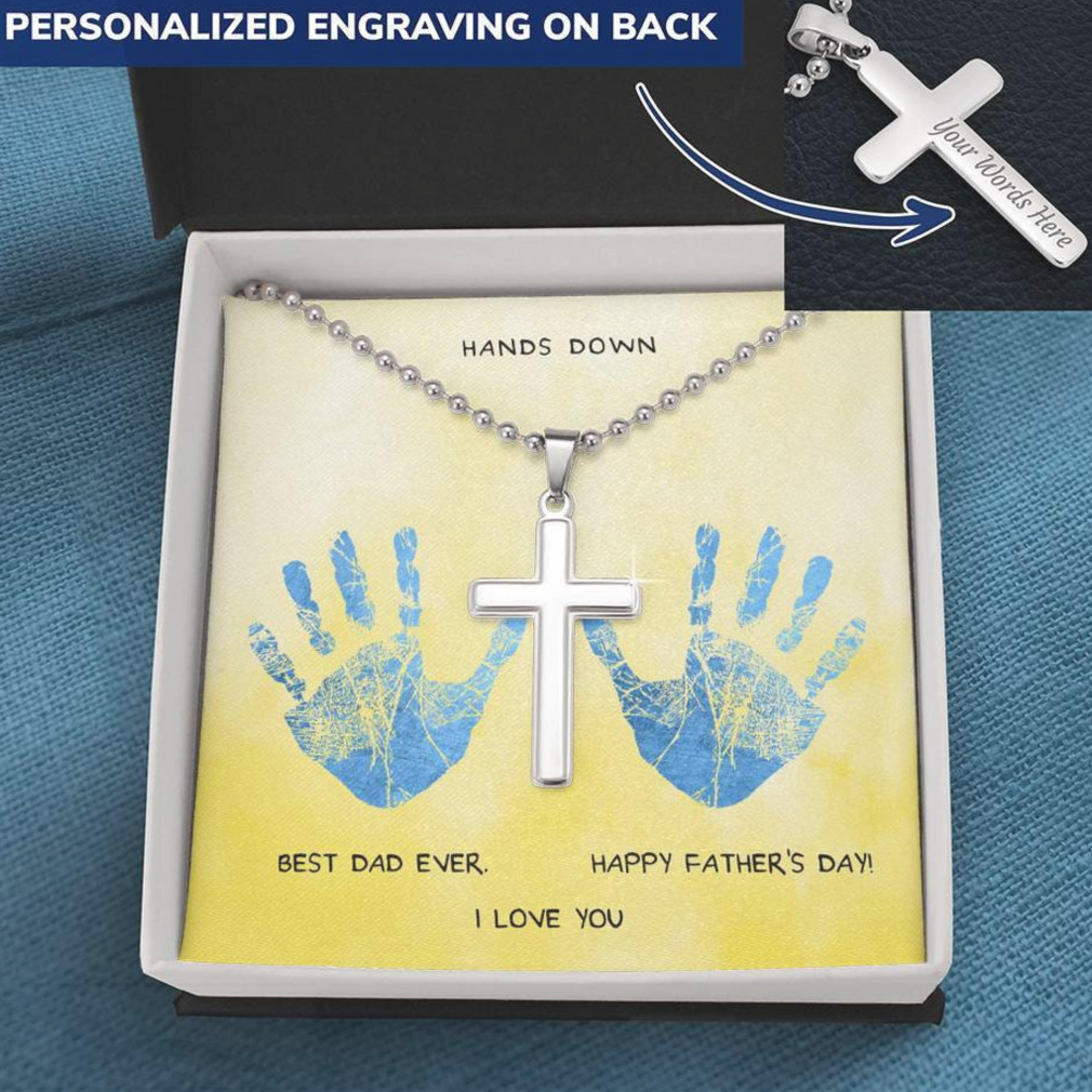 Fathers Day Personalized Cross Necklace Happy