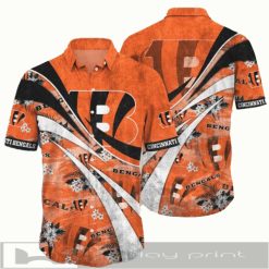 NFL Cincinnati Bengals Orange Black Gray Lines Hawaiian Shirt
