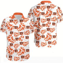 NFL Cincinnati Bengals Orange Leaf White Hawaiian Shirt