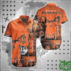 NFL Cincinnati Bengals Skull 3D Orange Hawaiian Shirt