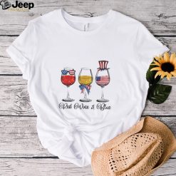Red wine blue 4th of july American flag red white blue wine shirt