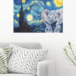 Starry Night   Elephant Poster