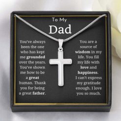 To My Dad Cross Religious Necklace For Birthday