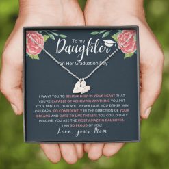 To My Daughter Graduation Dainty Sweetest Hearts Jewelry From Mom Necklace