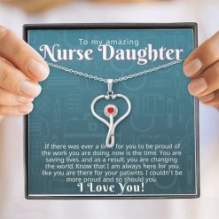 To My Nurse Daughter Stethoscope Necklace Gift From Proud Mom Dad