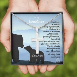 To My Son Cross Pendant Necklace Mom Jewelry Gift