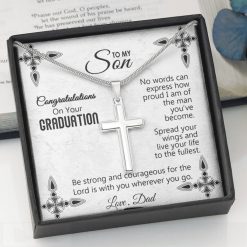 To My Son Love Dad Sentimental Gift Graduation Necklace