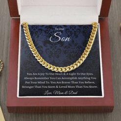 To Our Son From Mom And Dad For Cuban Chain Necklace Graduation Present