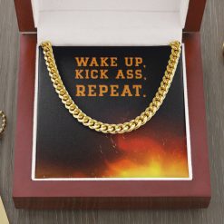 Wake Up Kickass Repeat Motivation Necklace For Boyfriend