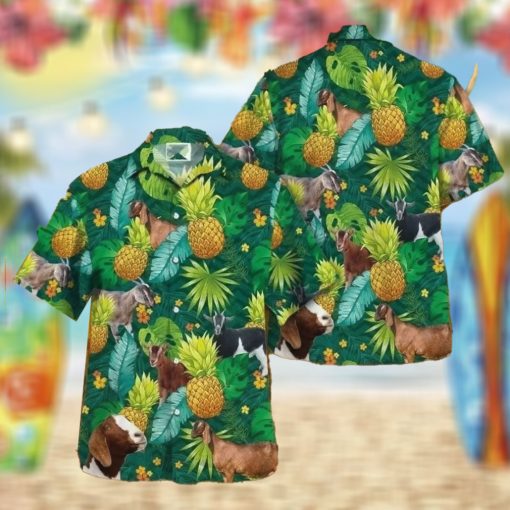 Nubian Goat Tropical Pineapple Hawaiian Shirt, Animal Lovers Aloha Shirt